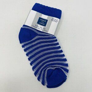Janie and Jack Toddler Girls Size 2T-3T 7-9C Sheer Striped Ankle Socks in Blue